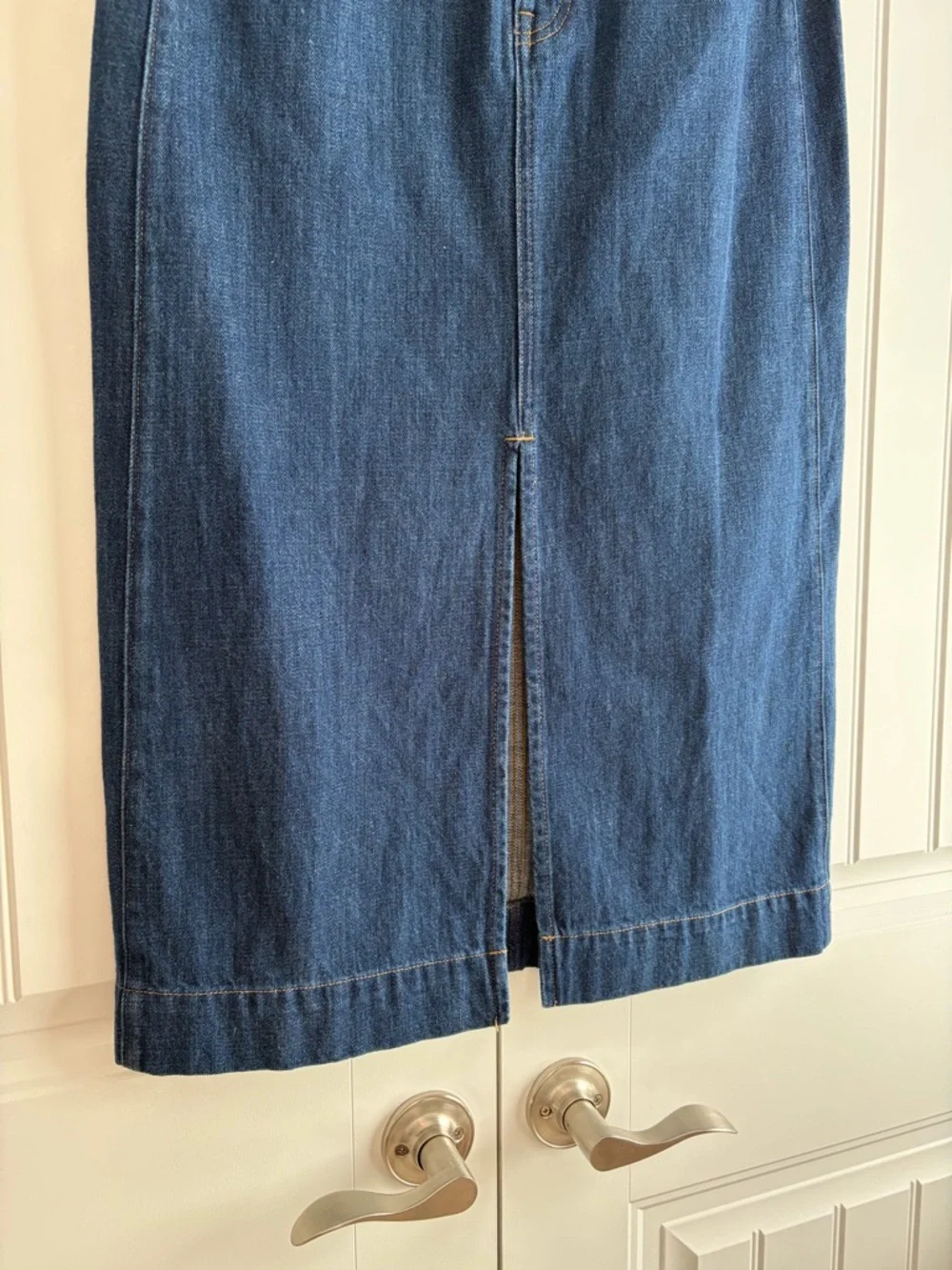 J.Crew NWT Denim Front Slit Midi Skirt in Medium Rinse Wash Women's Size‎ 28